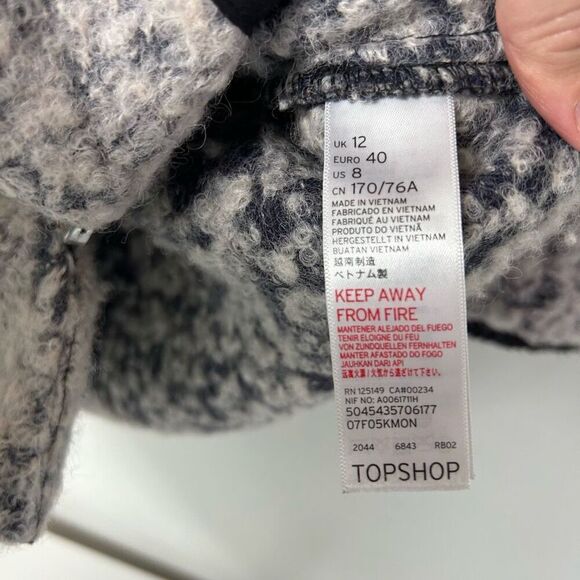 Topshop Abigail boucle grey wool blend coat size 8 - Picture 13 of 13
